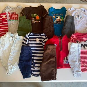 15 piece baby boy fall and winter bundle; 3 months; Carters brand